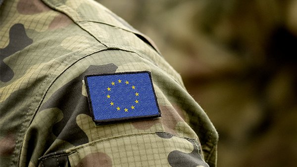 The Flag of Europe on military uniform